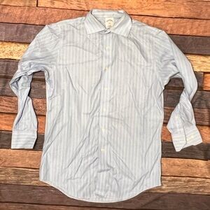 Brooks Brothers Light Blue Striped Shirt 346 Slim Fit Preppy Button Down Shirt